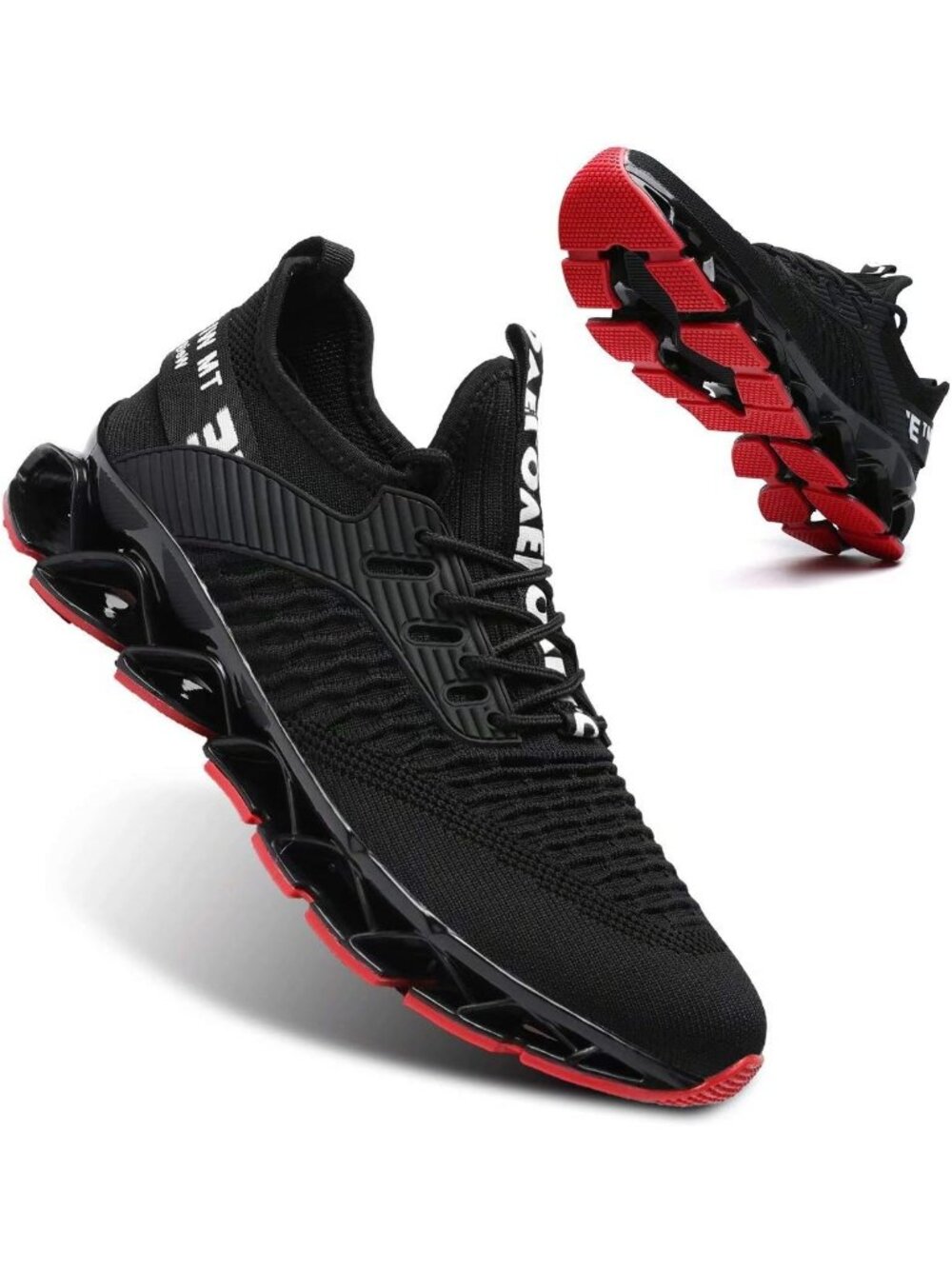 Women's Black Red Breathable Mesh Running Blade Non Slip Casual Basketball Shoes